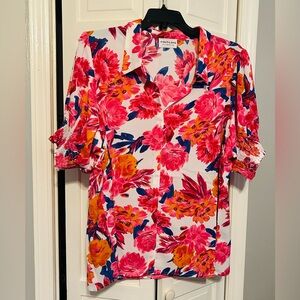 First Love Women's Floral Blouse - Pink, Orange, and Blue